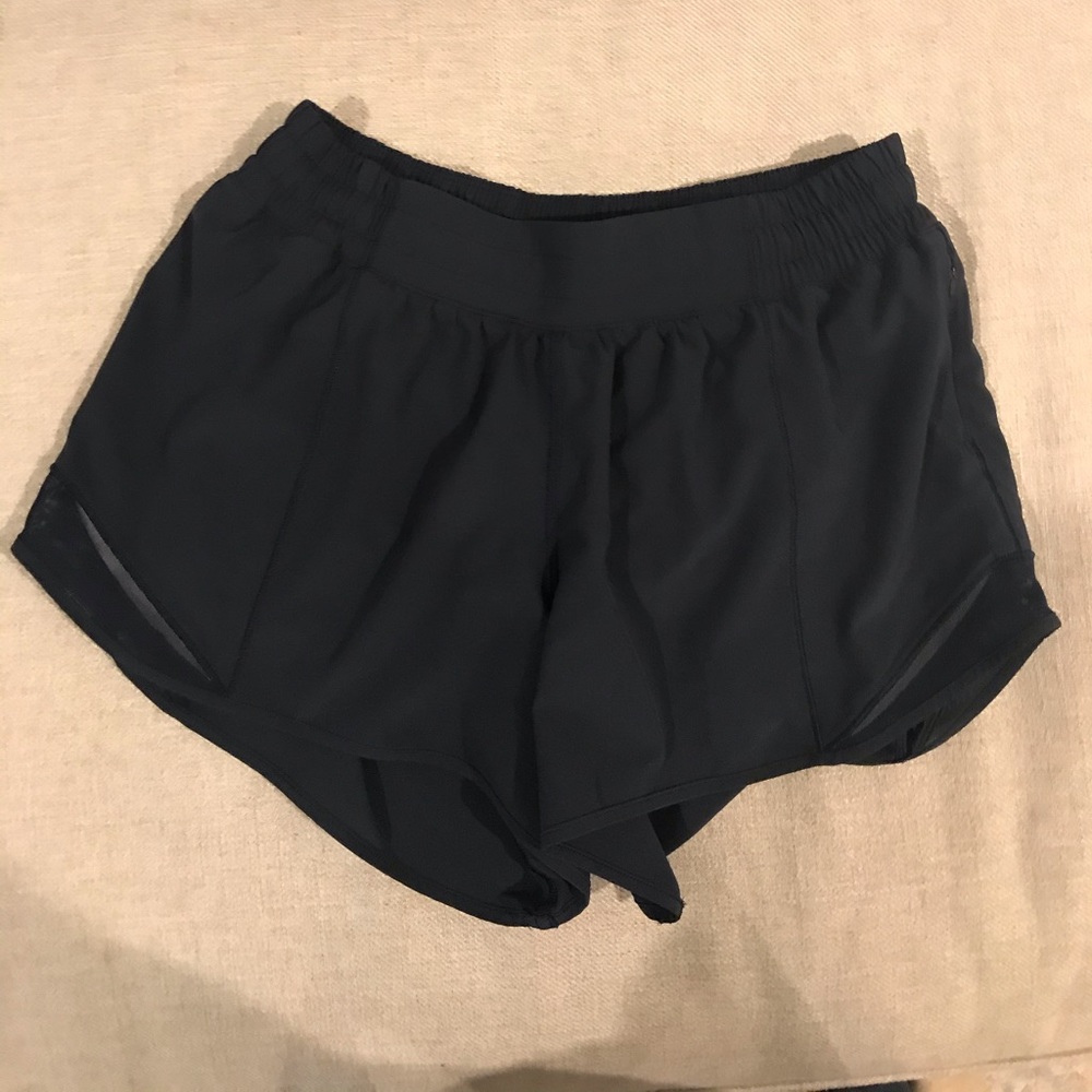 Navy Lululemon Hotty Hot 4 inch inseam